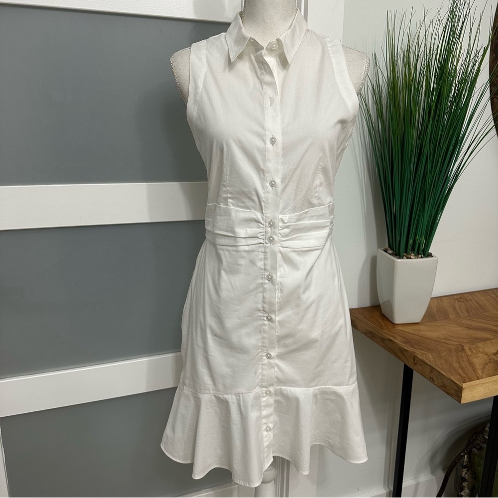 Banana Republic Poplin Ruched Waist Shirt Dress
SZ 4 White Summer Career Wear